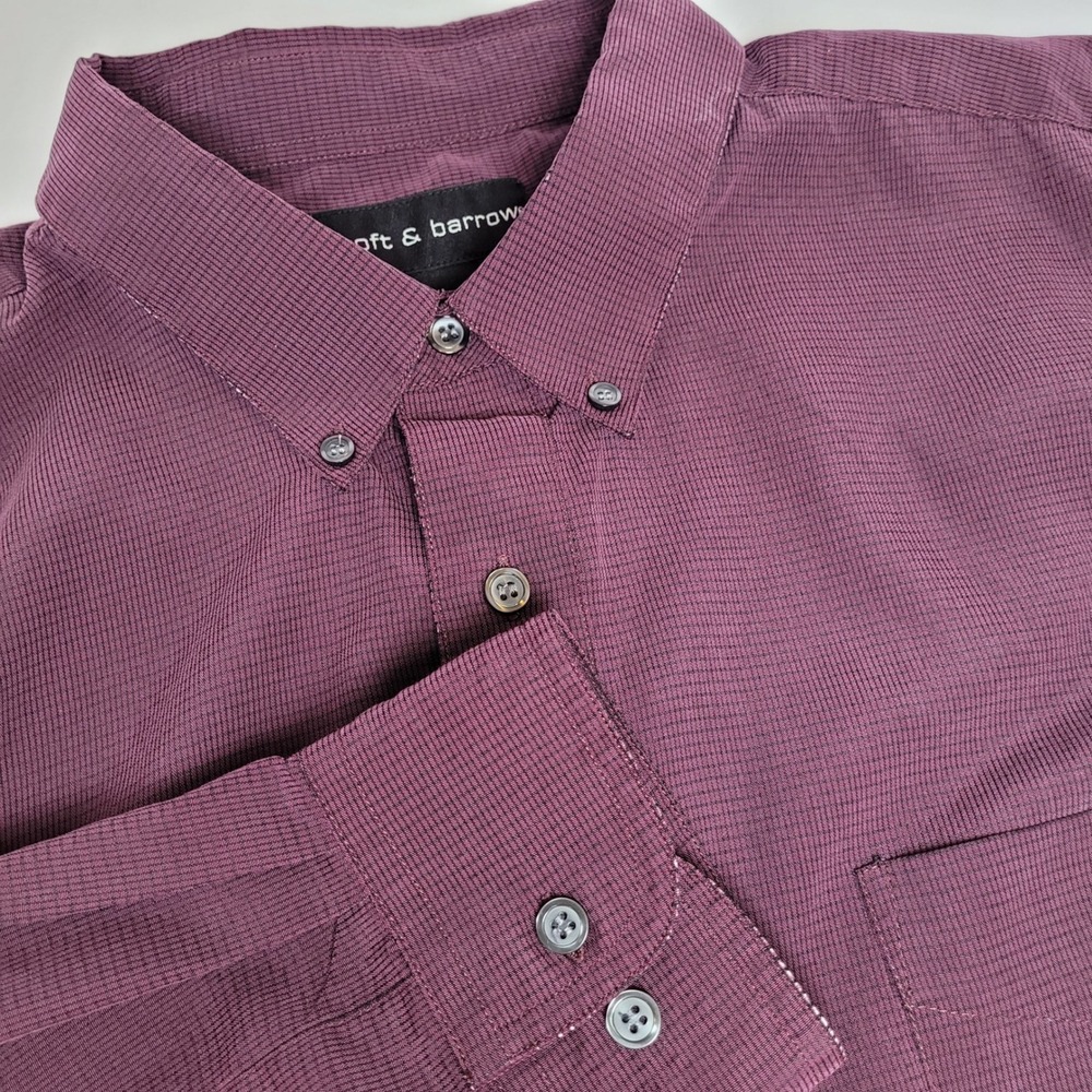 Croft & Barrow Button Down Shirt Mens XL Burgundy Good Micro Check Long Sleeve